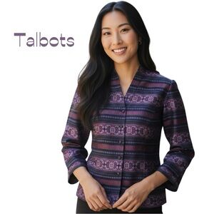 Talbots Black Striped Silk Jacket Size 10